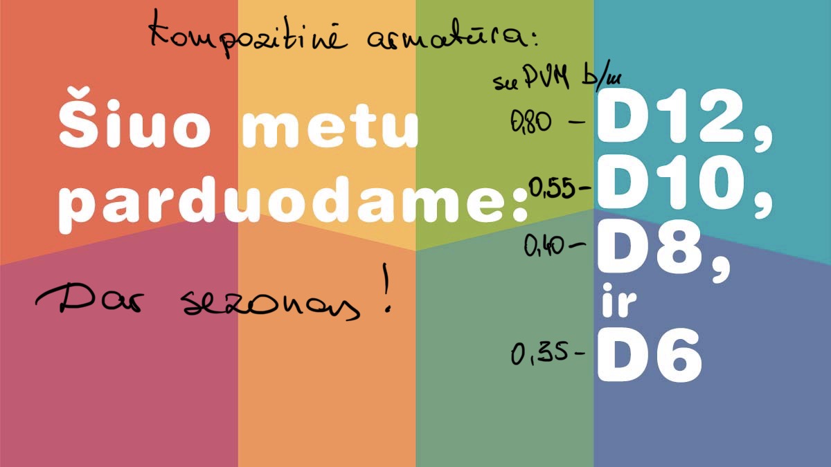 Kompozitinės armatūros D6, D8, D10 ir D12 kainos